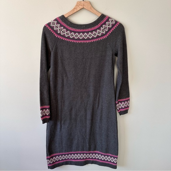 Hanna Andersson Fair Isle Sweater Dress Womens XS Gray & Violet Nordic Knit - Picture 9 of 13